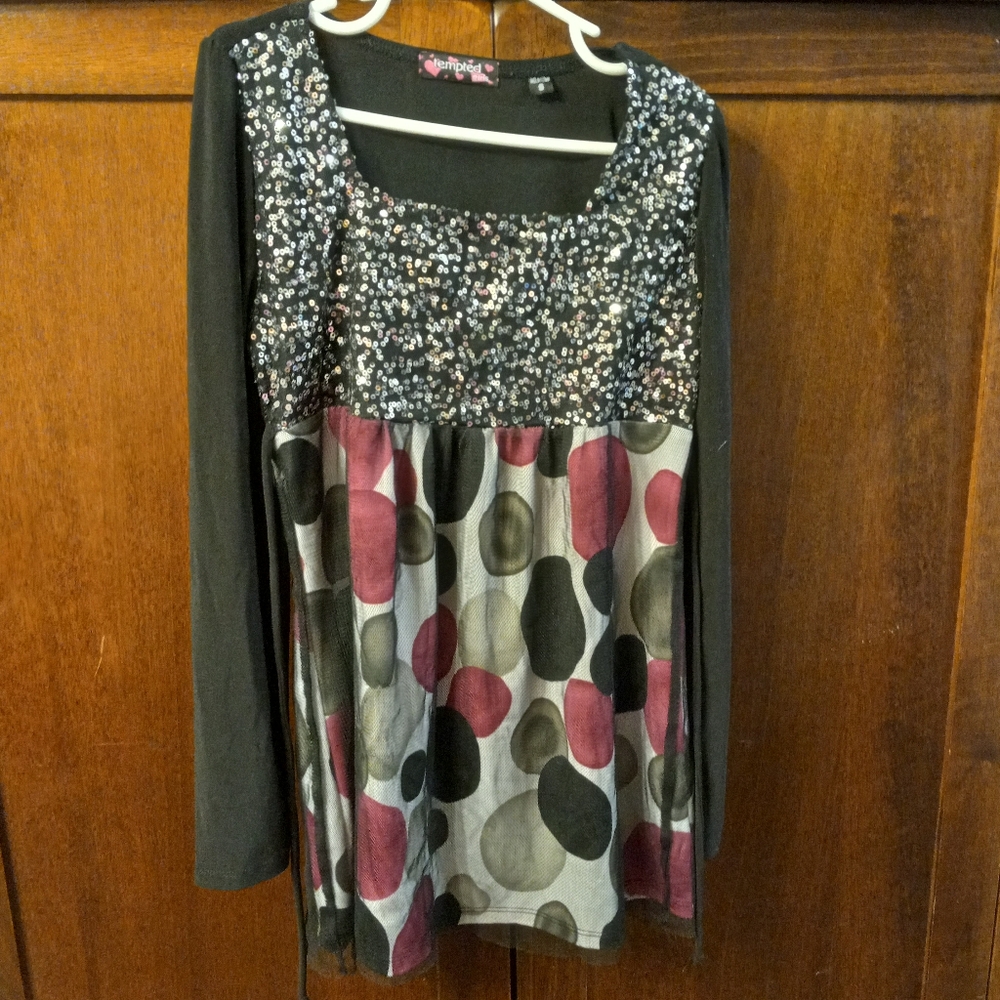 EUC vintage  Tempted Girls size Small long sleeve fancy shirt